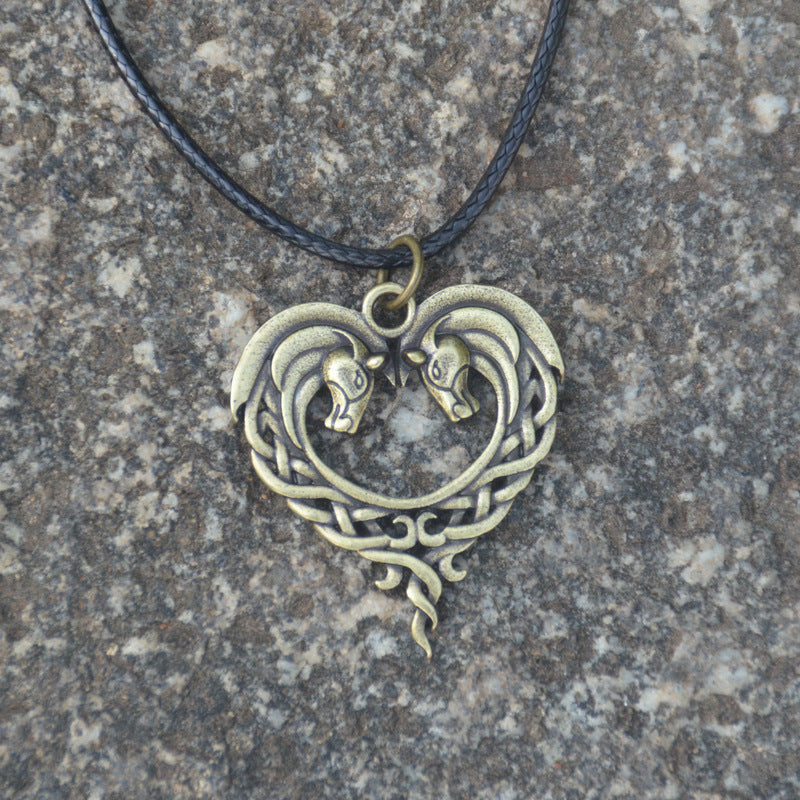 Gothic Entwined Horse Heart Pendant