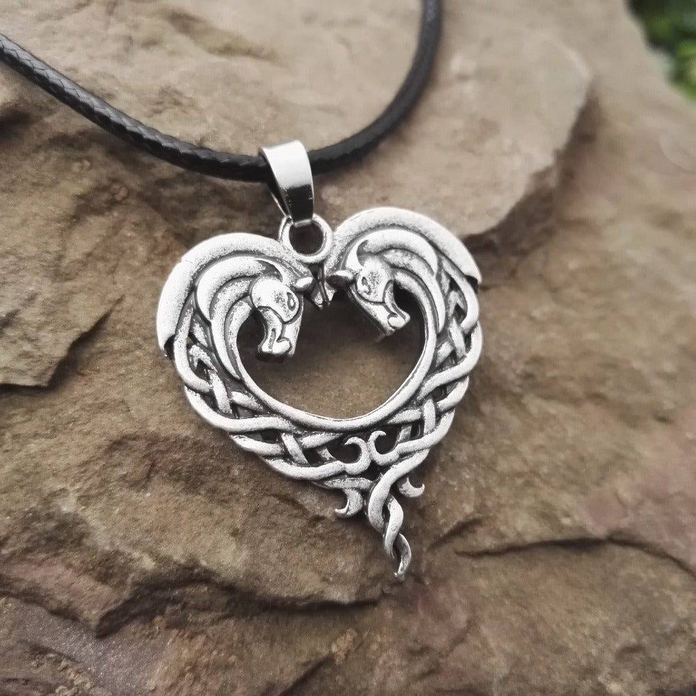 Gothic Entwined Horse Heart Pendant