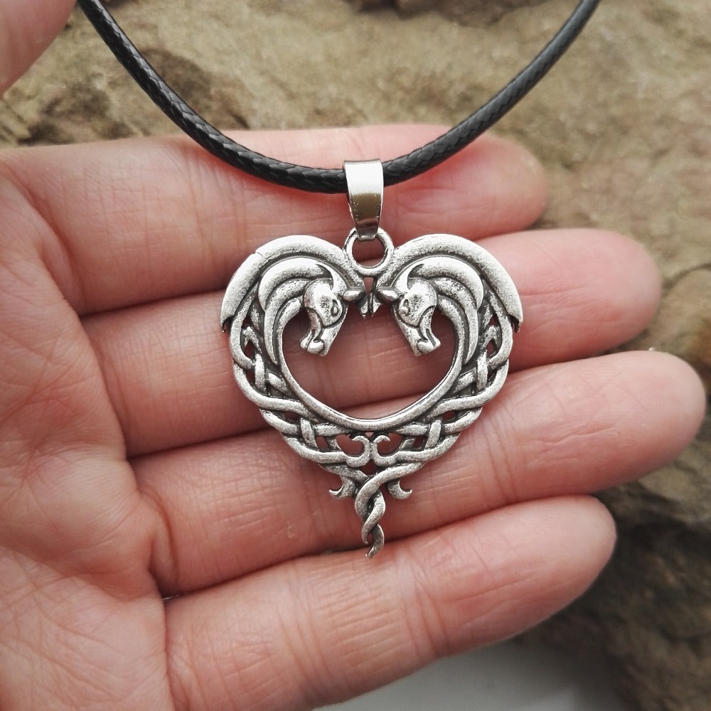 Gothic Entwined Horse Heart Pendant
