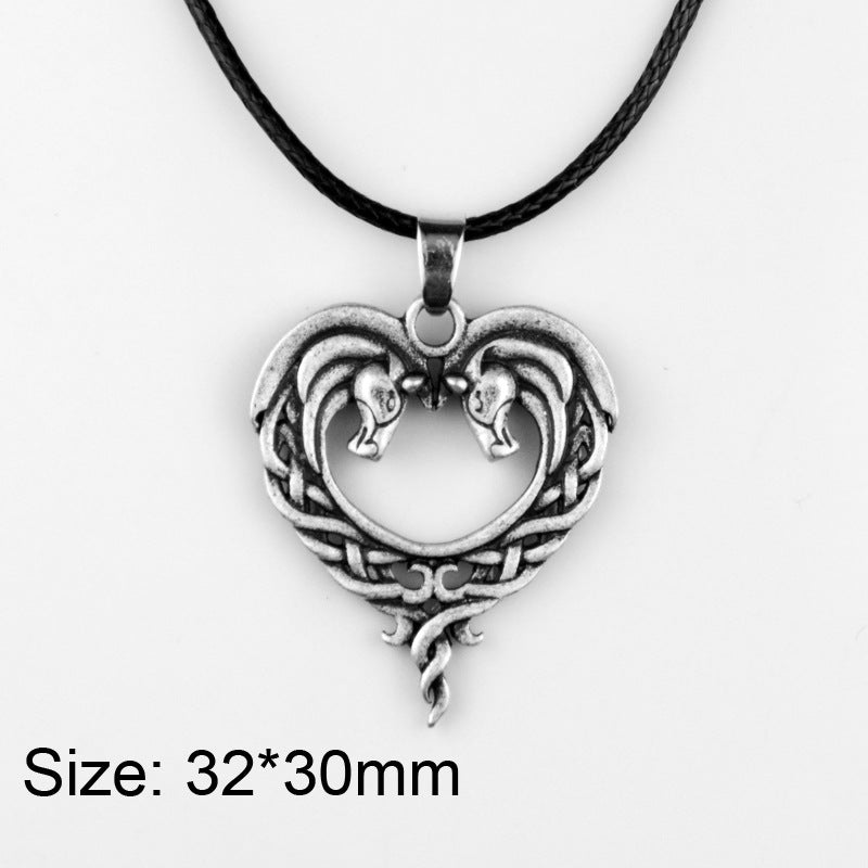 Gothic Entwined Horse Heart Pendant
