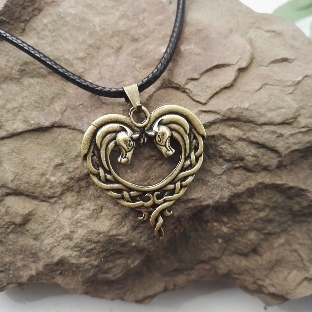 Gothic Entwined Horse Heart Pendant