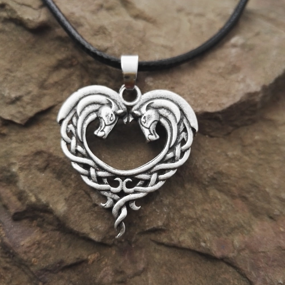 Gothic Entwined Horse Heart Pendant